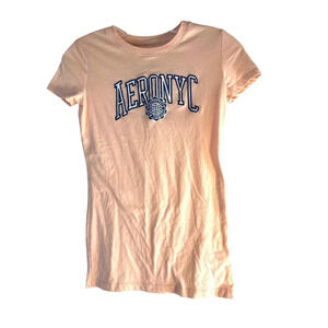 Aeropostale Girls Graphic T-Shirt Pink/Blue Size XS